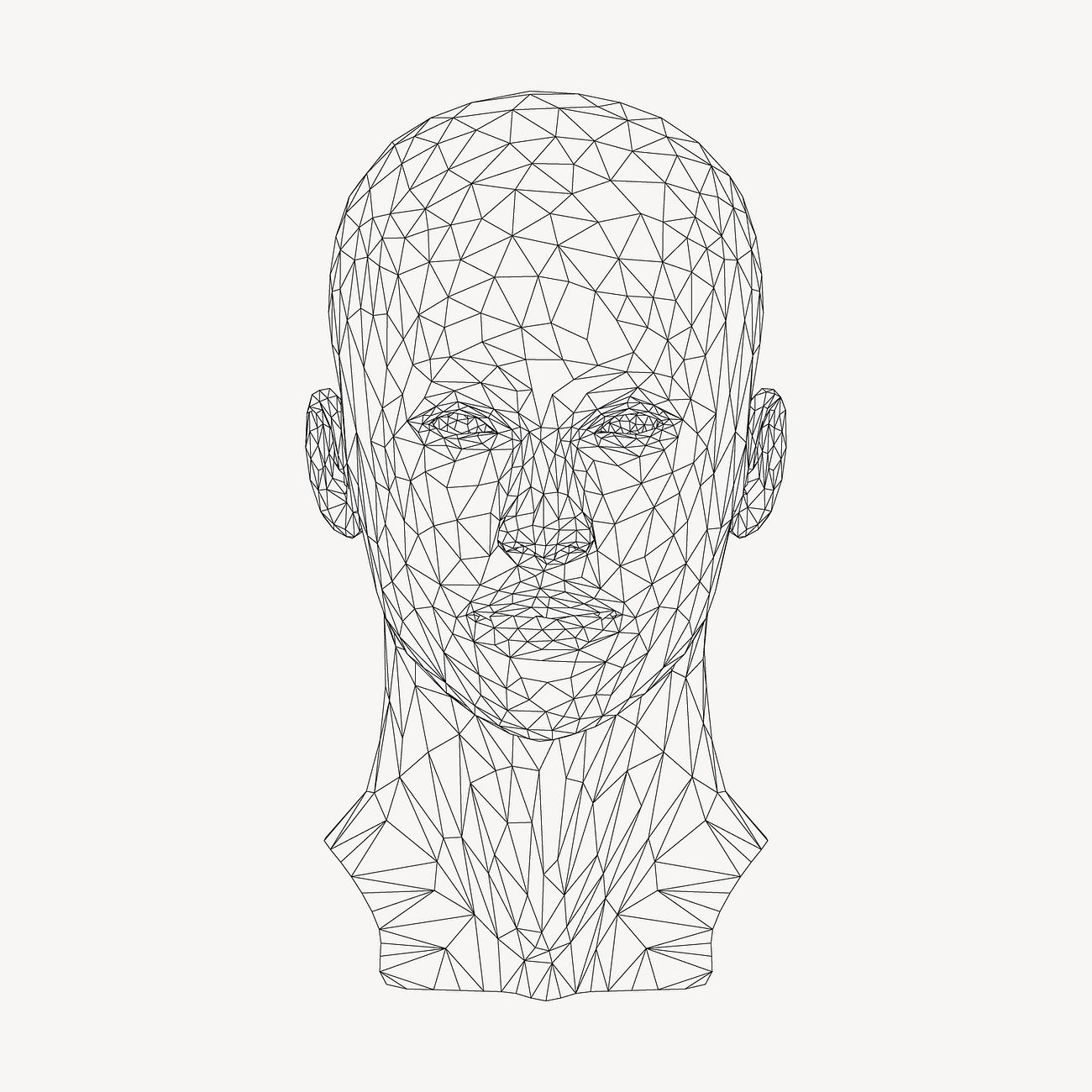 Wireframe head illustration, AI technology
