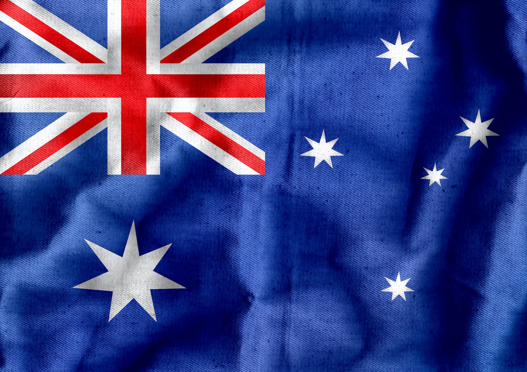 textile australian flag with crumples